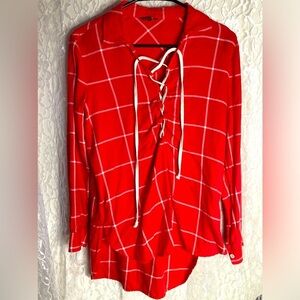 Joes Jeans Tie Down Long Sleeve Plaid Top